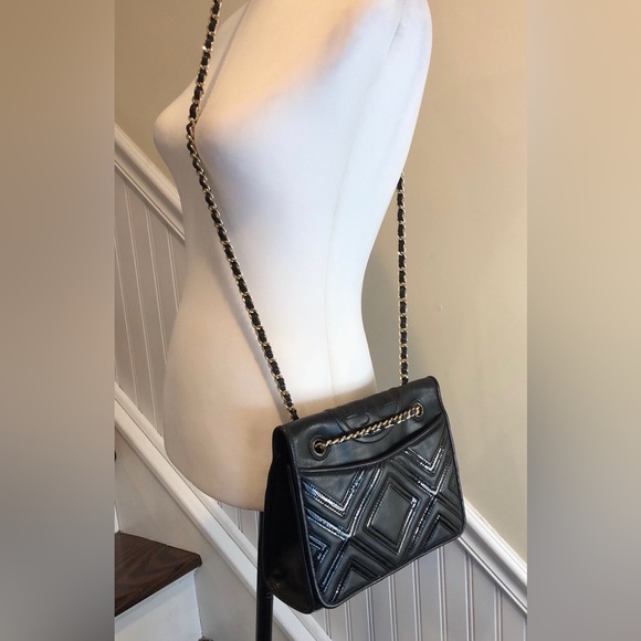 TORY BURCH Black Fleming Geo Diamond Quilted Crossbody Shoulder Bag Clutch - Picture 3 of 17